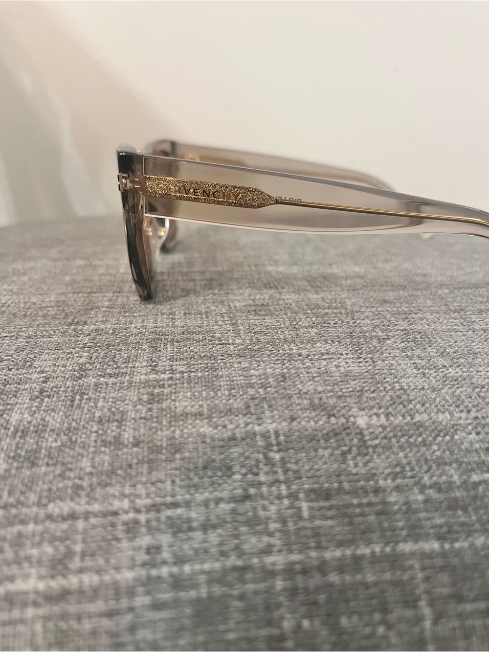 Givenchy Translucent Taupe Frame Sunglasses with Brown Lenses and Gold Accents - Picture 4 of 6